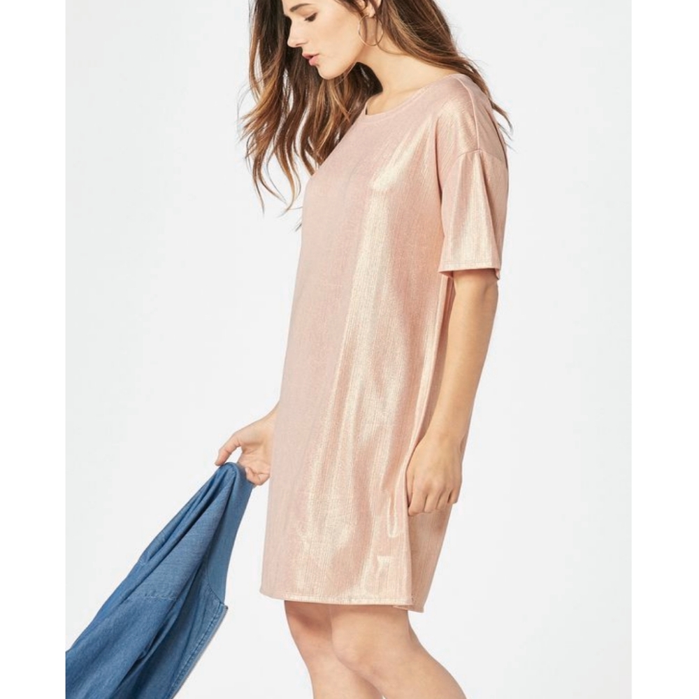 JustFab Metallic Sheen T Shirt Dress PLUS